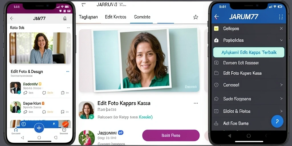 Screenshot antarmuka JARUM77 dengan fitur Edit Foto Kertas Kaca.