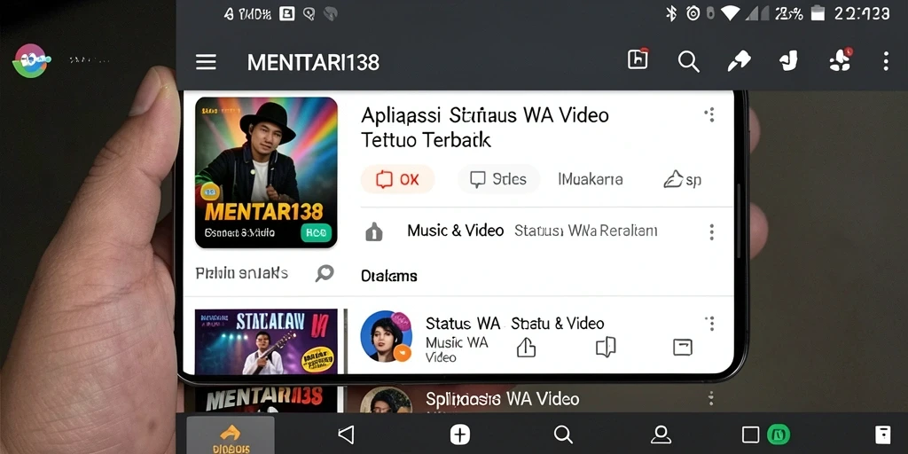 Tampilan antarmuka MENTARI138 dengan pilihan video Status WA.