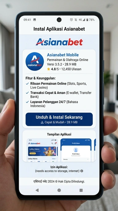 Tampilan halaman APK asianabet