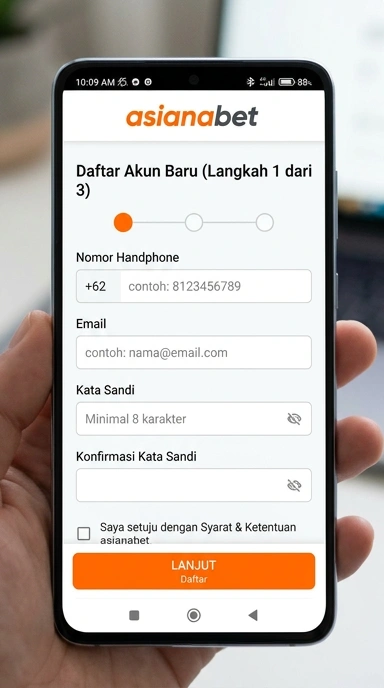 Tampilan halaman daftar asianabet